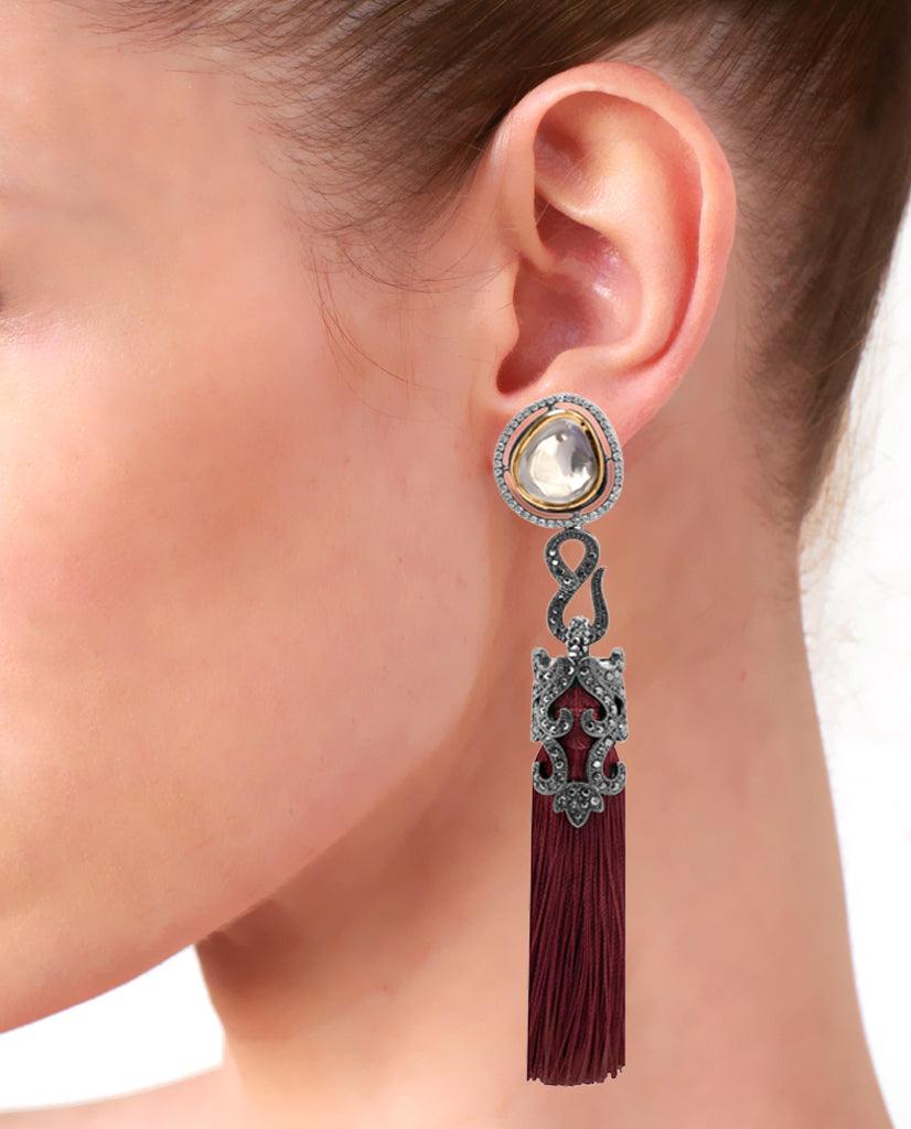 Vintage Vogue Tassel Duster Statement Earrings - Bansri Mehta Design