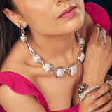 Cuboid Interlink Statement Collar Necklace & Earring Set - Bansri Mehta Design