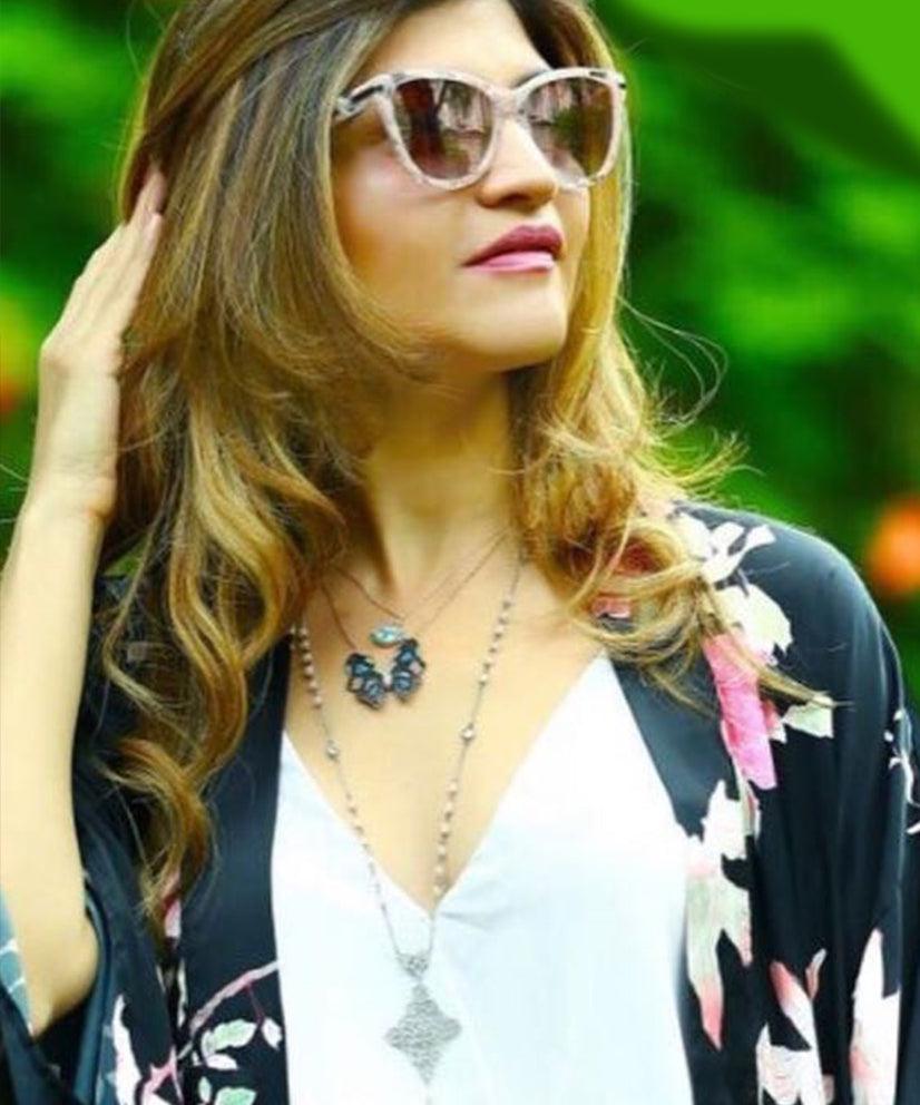 Multicolour Butterfly Necklace with Swarovski Crystals - Bansri Mehta Design