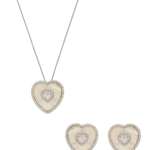 Mother of Pearl Heart Solitaire Necklace & Earring Set - Bansri Mehta Design
