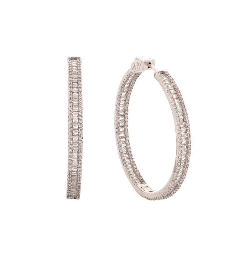 Uncut Baguette CZ Diamond Hoop Earring - Bansri Mehta Design