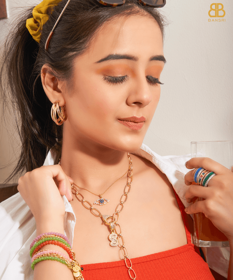 Colorful Beaded Medallion Charm Bracelet - Bansri Mehta Design