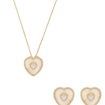 Mother of Pearl Heart Solitaire Necklace & Earring Set - Bansri Mehta Design