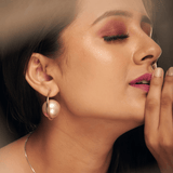 Pearl Ball Semi Hoop Earring - Bansri Mehta Design