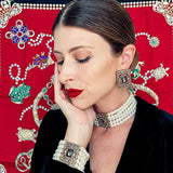 Maharani Pearl Necklace, Bracelet & Earring Set - Bansri Mehta Design
