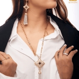 Flyer de lys Necklace & Earring Tassel Set - Bansri Mehta Design
