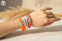 Double Evil Eye Adjustable Wrap Bracelet-Necklace Choker with Swarovski Crystals - Bansri Mehta Design