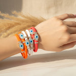 Double Evil Eye Adjustable Wrap Bracelet-Necklace Choker with Swarovski Crystals - Bansri Mehta Design