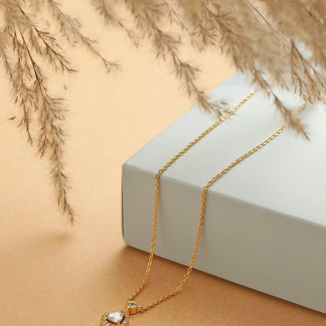 Solitaire Heart Pendant Chain Necklace - Bansri Mehta Design