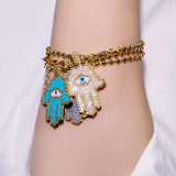 Beaded Hamsa Adjustable Bracelet - Bansri Mehta Design