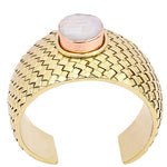 Samantha Basketweave Oyster Shell Mop Cuff - BANSRI                                                                 Jewelry Lounge
