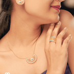 Filigree Carved Crescent Moon Bracelet & Ring Set - Bansri Mehta Design