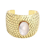 Samantha Basketweave Oyster Shell Mop Cuff - BANSRI                                                                 Jewelry Lounge