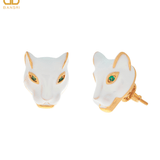 Enamel Panther Head Stud Earring - Bansri Mehta Design
