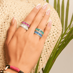 Colored Baguette Stone Band Ring - Bansri Mehta Design