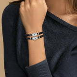 Double Evil Eye Adjustable Wrap Bracelet-Necklace Choker with Swarovski Crystals - Bansri Mehta Design