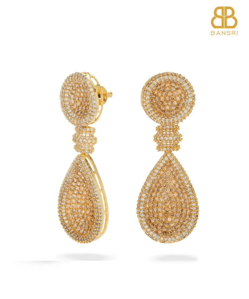 Kelly Crystal Encrusted Tear Drop Earrings - Bansri Mehta Design