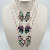 Multicolour Butterfly Necklace with Swarovski Crystals - Bansri Mehta Design