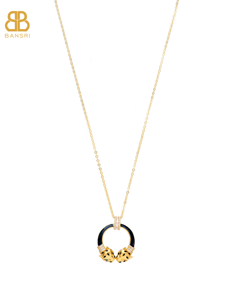 Gold Deux Panthera Headed Necklace, Bracelet Cuff, Earring & Ring - Bansri Mehta Design