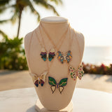 Multicolour Butterfly Necklace with Swarovski Crystals - Bansri Mehta Design