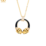 Gold Deux Panthera Headed Necklace, Bracelet Cuff, Earring & Ring - Bansri Mehta Design
