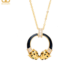 Gold Deux Panthera Headed Necklace, Bracelet Cuff, Earring & Ring - Bansri Mehta Design