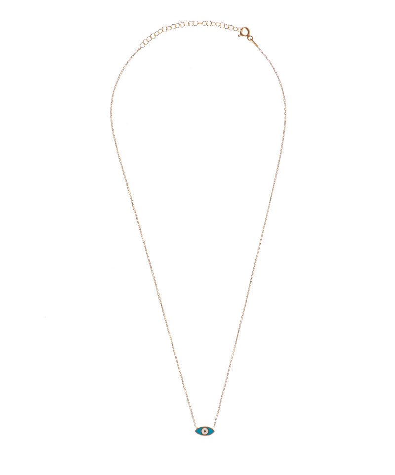 Reversible Two Toned Enamel Mini Evil Eye Necklace - Bansri Mehta Design
