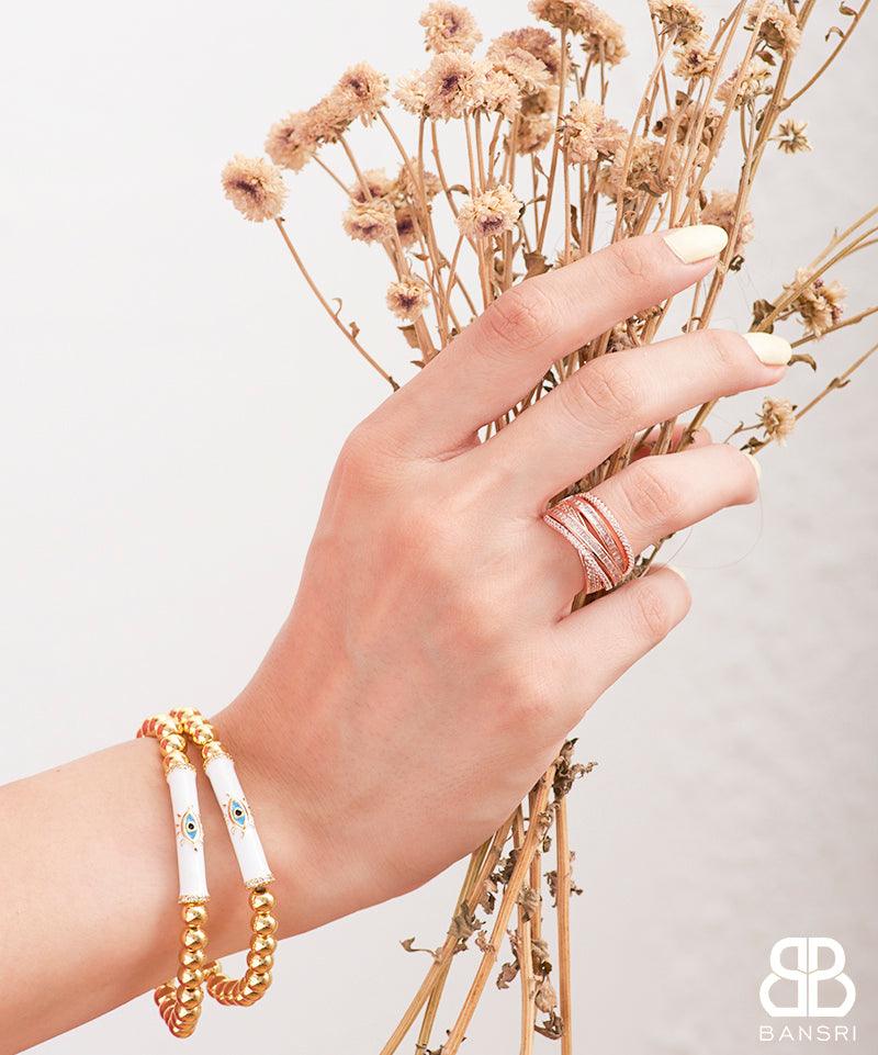 Criss Cross Crystal Statement Ring - Bansri Mehta Design