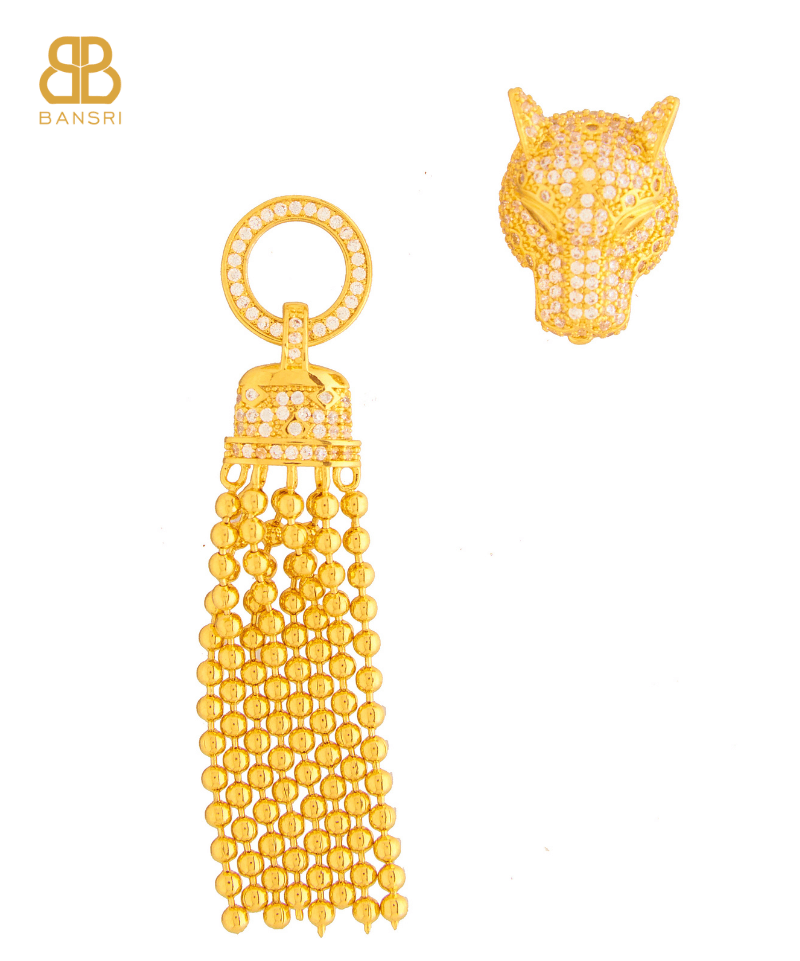 Gold Panther Beaded Necklace, Earring, Bracelet & Ring Set - Bansri Mehta Design