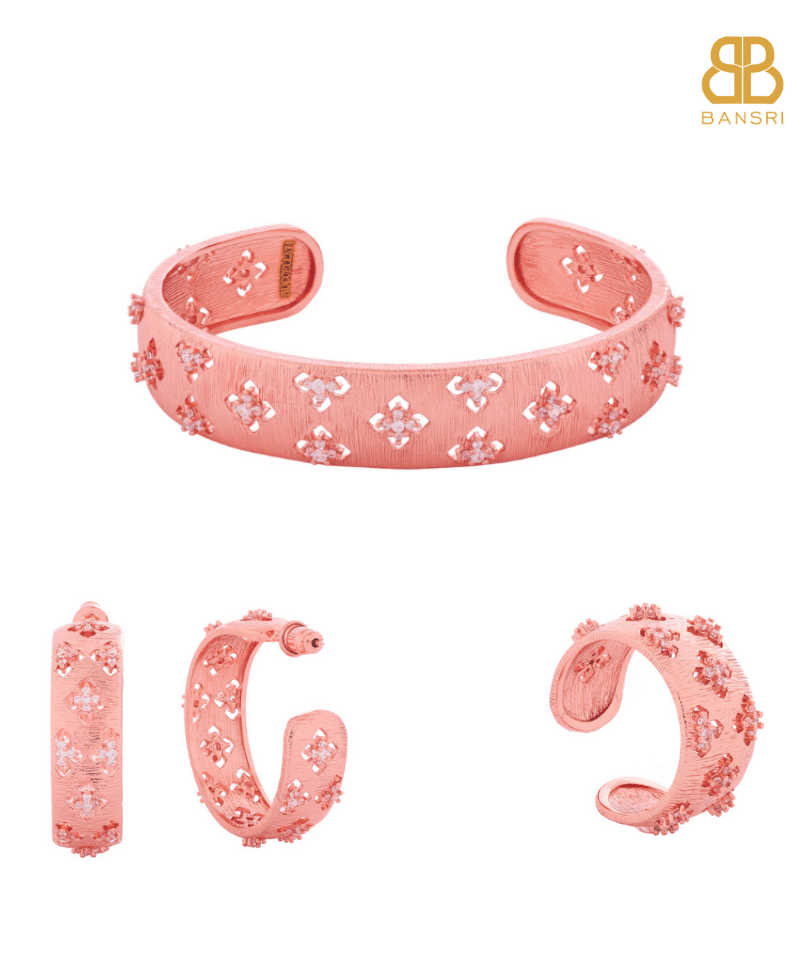 Imana Flexi Mesh Bracelet, Hoop Earrings & Ring Set - Bansri Mehta Design