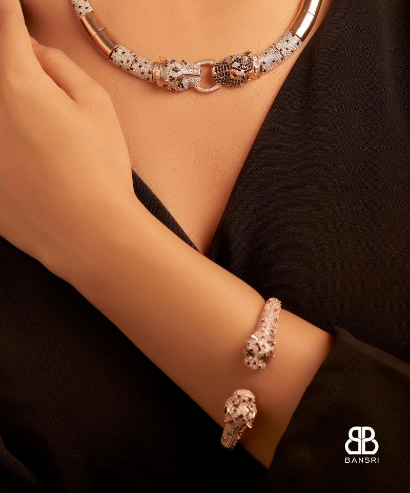 Le Panthera Collar Necklace, Bracelet & Earring Set - Bansri Mehta Design