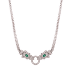 Royal Double Headed Elephant Baguette Collar Necklace, Earring & Ring Set - Bansri Mehta Design