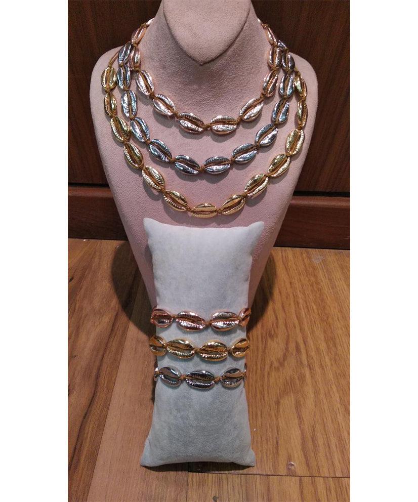 Silver Cowrie Shell Necklace & Bracelet/Anklet Set - Bansri Mehta Design