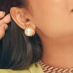 Grecian Goddess Pearl Ball Stud Earrings - Bansri Mehta Design