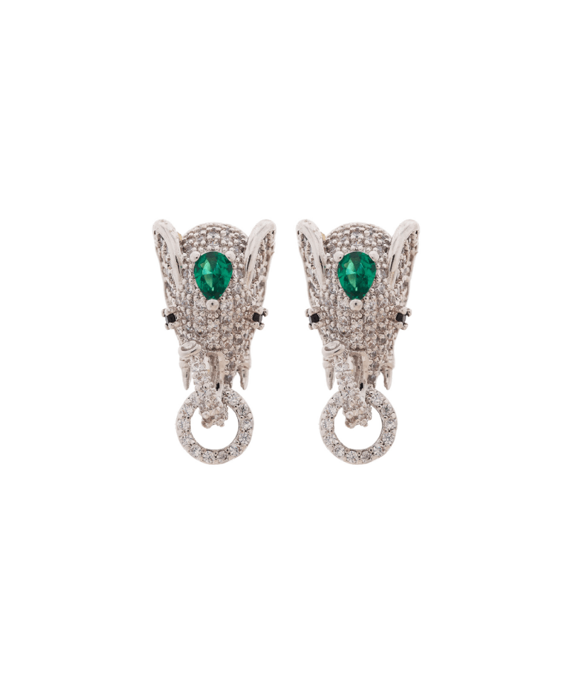Royal Double Headed Elephant Baguette Collar Necklace, Earring & Ring Set - Bansri Mehta Design