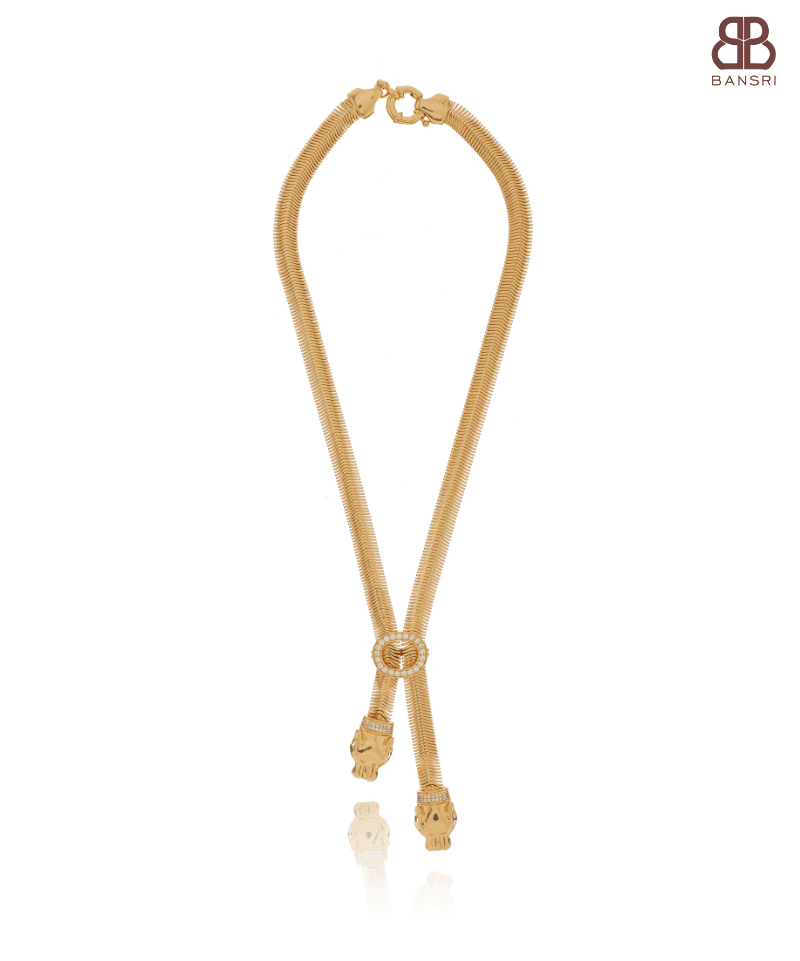 Double Headed Panthera Snakechain Dangler Necklace - Bansri Mehta Design