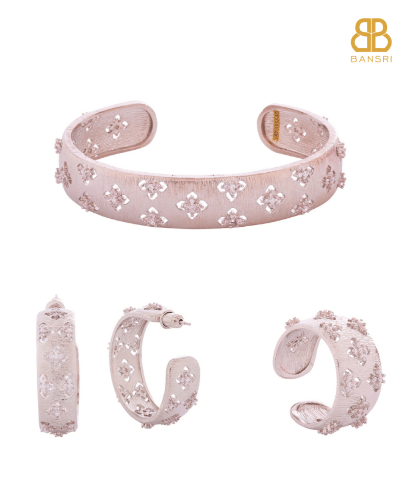 Imana Flexi Mesh Bracelet, Hoop Earrings & Ring Set - Bansri Mehta Design