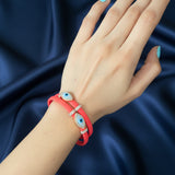 Double Evil Eye Adjustable Wrap Bracelet-Necklace Choker with Swarovski Crystals - Bansri Mehta Design