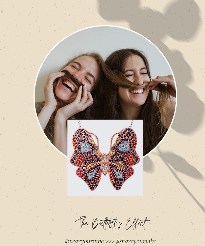 Multicolour Butterfly Necklace with Swarovski Crystals - Bansri Mehta Design