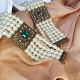 Maharani Pearl Necklace, Bracelet & Earring Set - Bansri Mehta Design