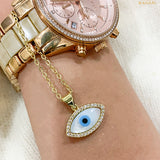 Oval Mother of Pearl Evil Eye Disc Watch Charm