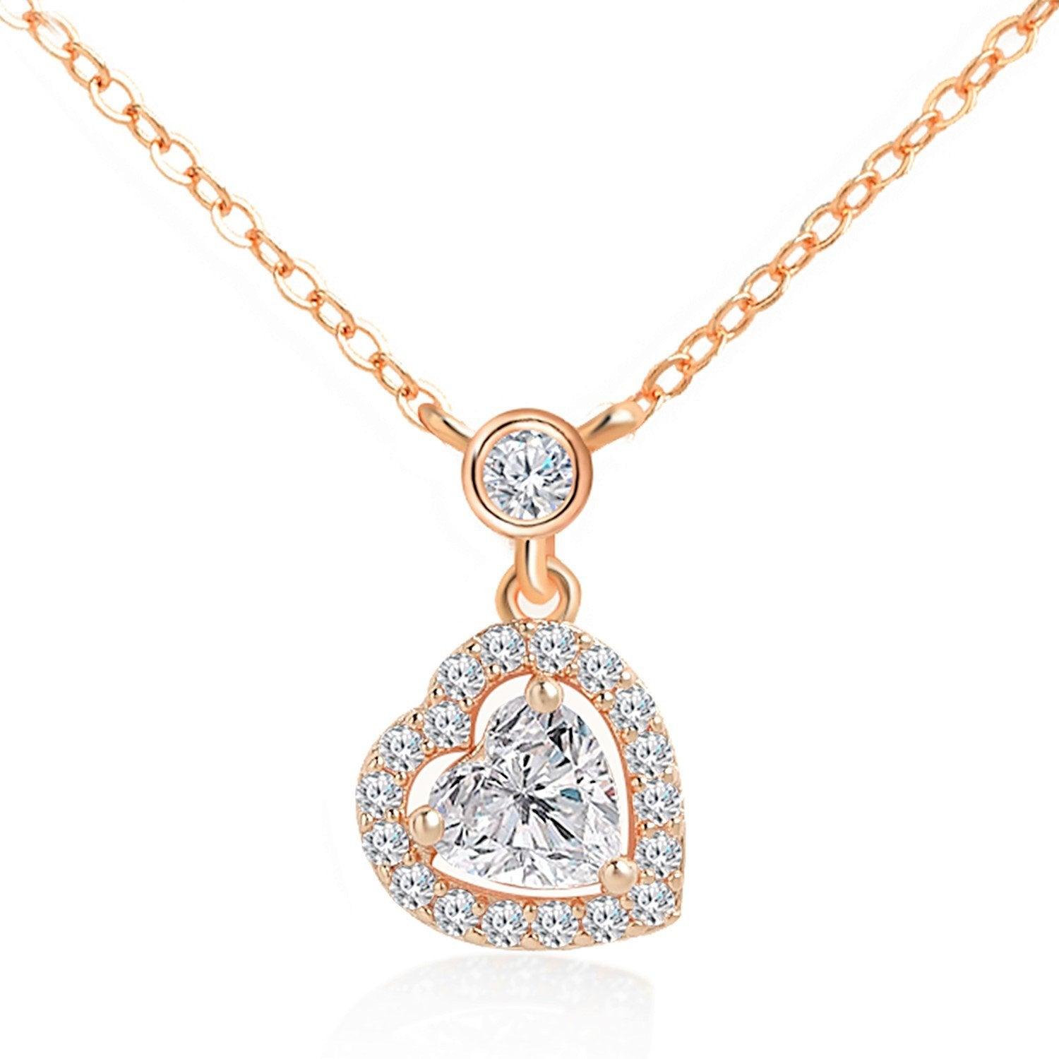 Solitaire Heart Pendant Chain Necklace - Bansri Mehta Design