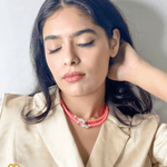 Double Evil Eye Adjustable Wrap Bracelet-Necklace Choker with Swarovski Crystals - Bansri Mehta Design