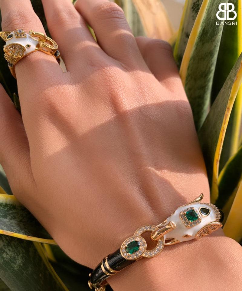 Safari Ele Necklace, Bracelet, Hoop Earrings & Ring Set - Bansri Mehta Design