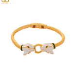 Double Headed Enamel Panther Headed Bangle Bracelet - Bansri Mehta Design