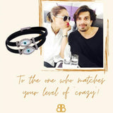 Double Evil Eye Adjustable Wrap Bracelet-Necklace Choker with Swarovski Crystals - Bansri Mehta Design
