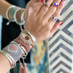 Silver-Gold Eye Shine Beaded Bracelet - Bansri Mehta Design