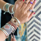 Silver-Gold Eye Shine Beaded Bracelet - Bansri Mehta Design