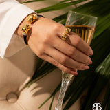 Gold Deux Panthera Headed Necklace, Bracelet Cuff, Earring & Ring - Bansri Mehta Design