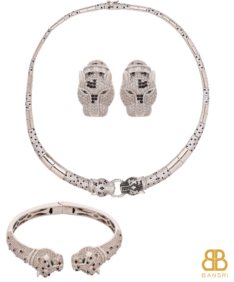 Le Panthera Collar Necklace, Bracelet & Earring Set - Bansri Mehta Design